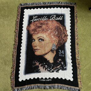 Lucille Ball 2001 USPS Stamp Tapestry Rug / Blanket
